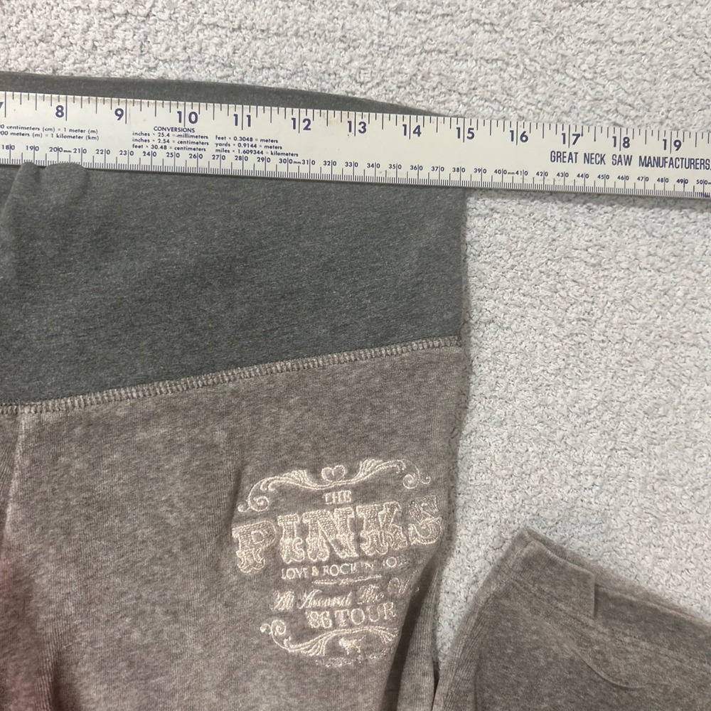 VS Pink Yoga Pants 2005 Velour XS Grey Y2K McBling Flare Foldover Loungewear - Picture 4 of 14